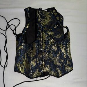 Elegant Black and Gold Brocade Corset